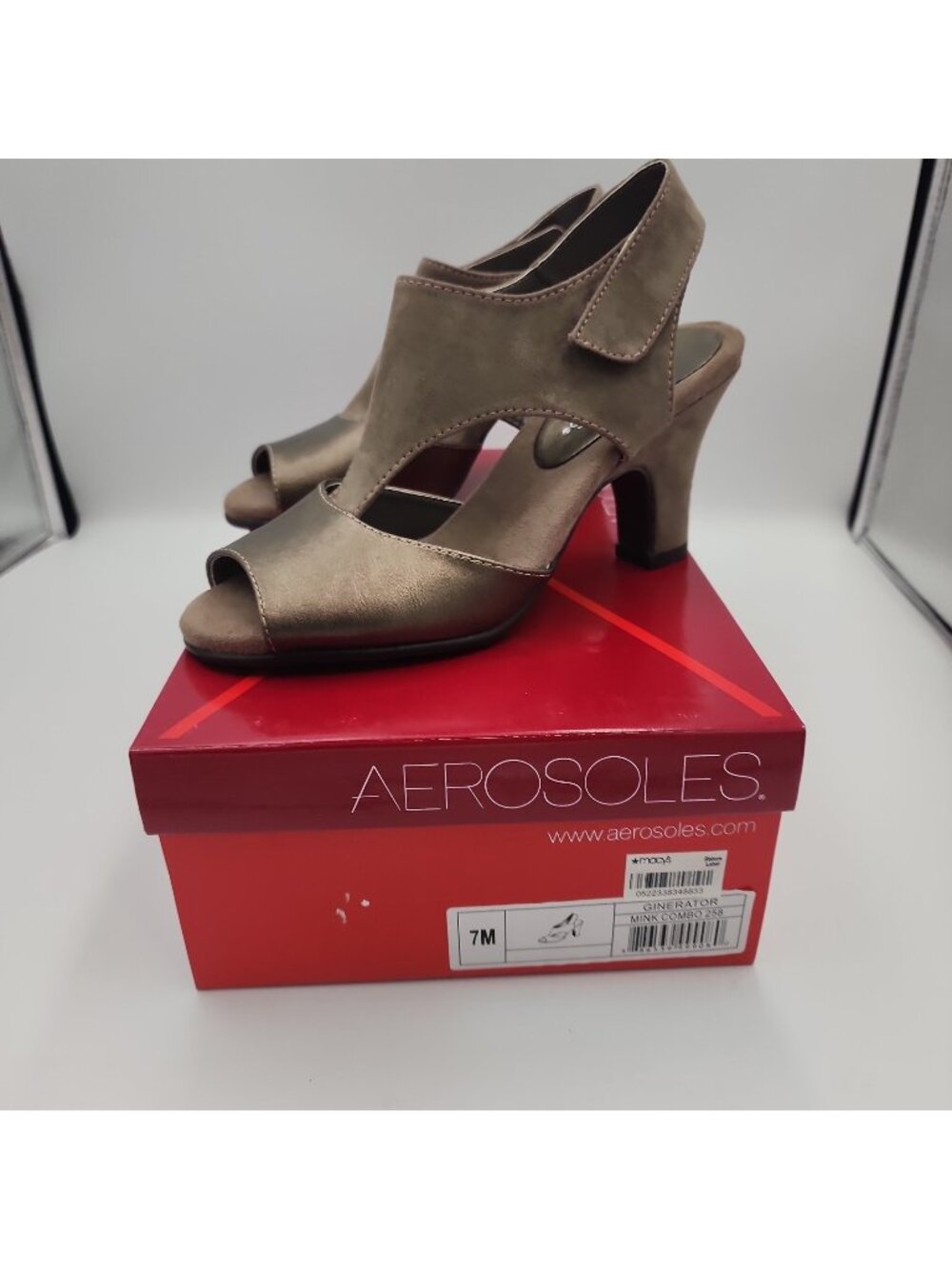 NIB Womens Aerosoles Ginerator Mink Beige Slingback Heels Sandals USA size 7M